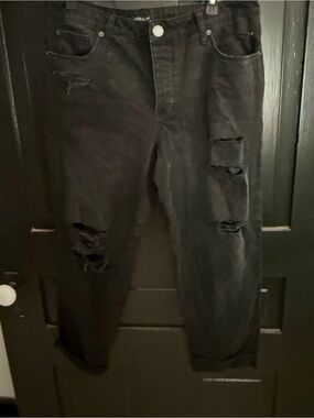 STS Blue Black Denim Jeans with Logo Button